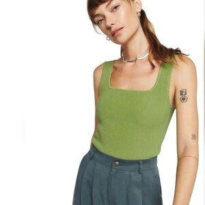 Reformation Julia Ribbed
Sweater Top in Green